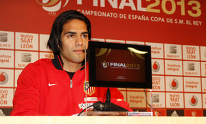 Final Copa del Rey 2012-2013. Falcao en la rueda de prensa previa a la final